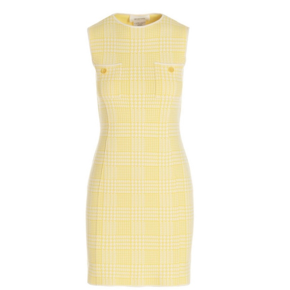 SOLD!!! NWT SPORTMAX Penna Prince of Wales Yellow Knit bodycon dress size Medium